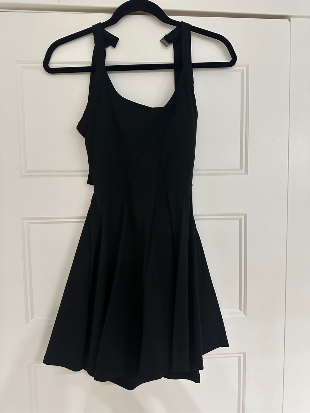 Women's Black Tie-Strap Skater Mini Dress
